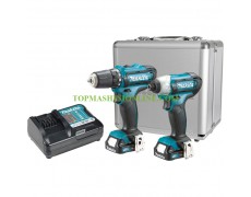 Комплект Акумулаторен винтоверт Makita DF333D и Акумулаторен гайковерт Makita TD110D, Makita CLX224 12 V, 1.5 Ah с 2 батерии, зарядно в алуминиев куфар thumbnail image