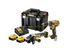 Комплект акумулаторни инструменти DeWALT DCK2020P2T (DCD791, DCG405) с 2 батерии 18 V, 5.0 Ah, Li-Ion и зарядно в куфар thumbnail image