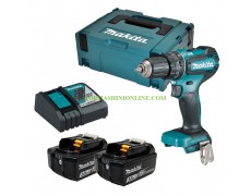 Двускоростен ударен акумулаторен винтоверт Makita DHP485RFJ 18 V, 3 Ah, 50 Nm с 2 батерии, зарядно устройство в куфар thumbnail image