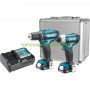 Комплект Акумулаторен винтоверт Makita DF333D и Акумулаторен гайковерт Makita TD110D, Makita CLX224 12 V, 1.5 Ah с 2 батерии, зарядно в алуминиев куфар