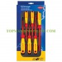 Комплект електротехнически отвертки 1000V VDE Knipex 00 20 12 V02, 6 броя, SD 3, 4, 5,5 и 6 мм, PH1 и PH2