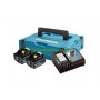 Комплект акумулаторни батерии Makita BL1860 2 броя 18 V, 6.0 Ah и зарядно устройство Makita DC18RC в куфар Makpac 1, 198116-4, MKP3RG182