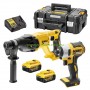 Комплект акумулаторни инструменти DeWALT DCK2023M2T 18 V, Li-Ion - Акумулаторен безчетков перфоратор SDS plus DeWALT DCH133 2.6 J + Ударен безчетков акумулаторен винтоверт DeWALT DCF787N 1/4”, 170 Nm в куфар